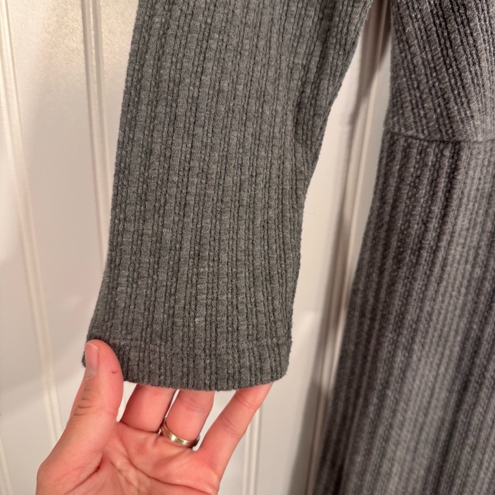 Anthropologie Saturday Sunday Gray Knit Ribbed 3/4 Sleeve Midi Dress Size Small - Picture 5 of 12